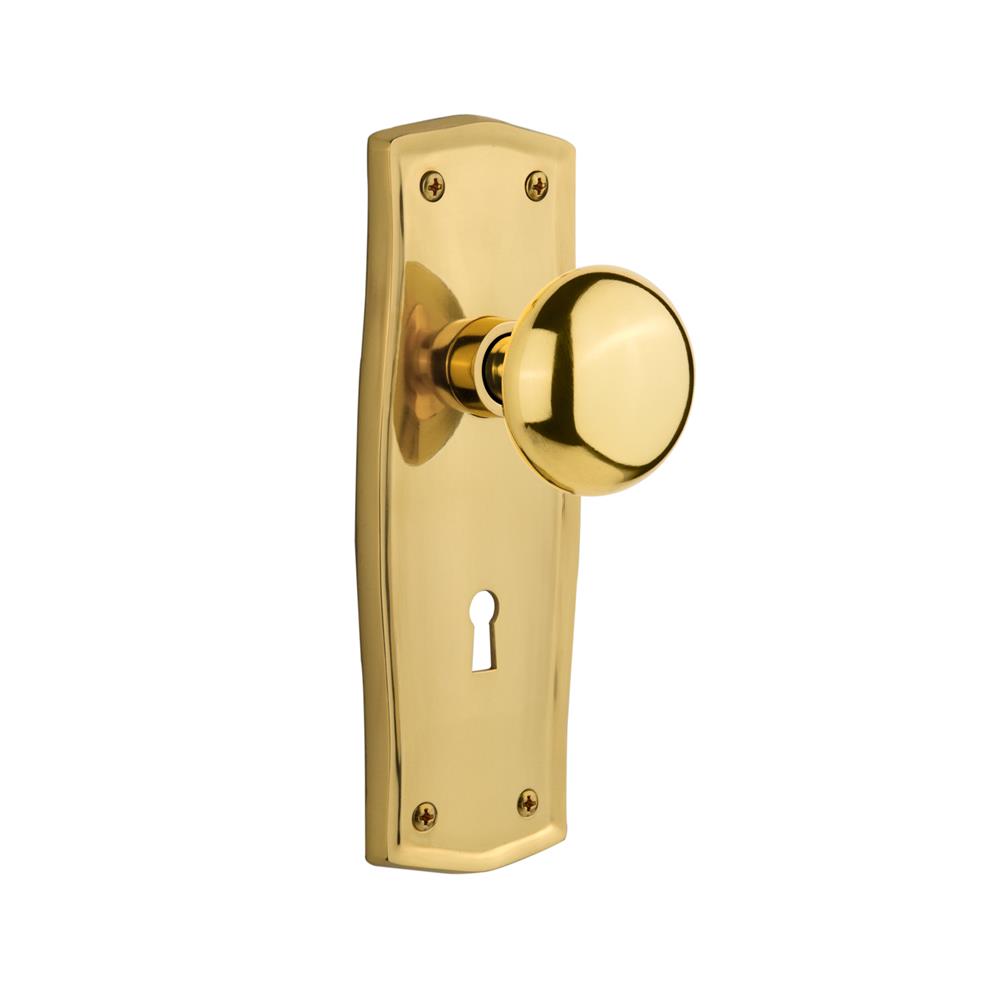 Nostalgic Warehouse PRANYK Mortise Prairie Plate with New York Knob and Keyhole in Polished Brass